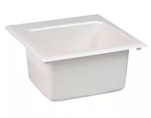 MUSTEE 15 in. x 15 in. Fiberglass Self-Rimming Bar Sink in White