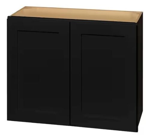 Hampton Bay Avondale 30 in. W x 12 in. D x 24 in. H Ready to Assemble Plywood Shaker Wall Bridge Kitchen Cabinet in Raven Black