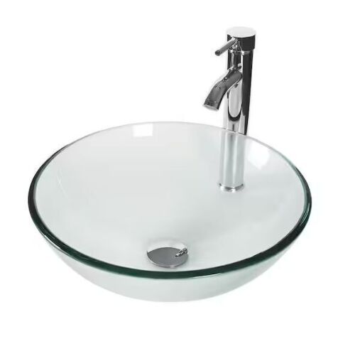 Clear Round Glass Vessel Sink
