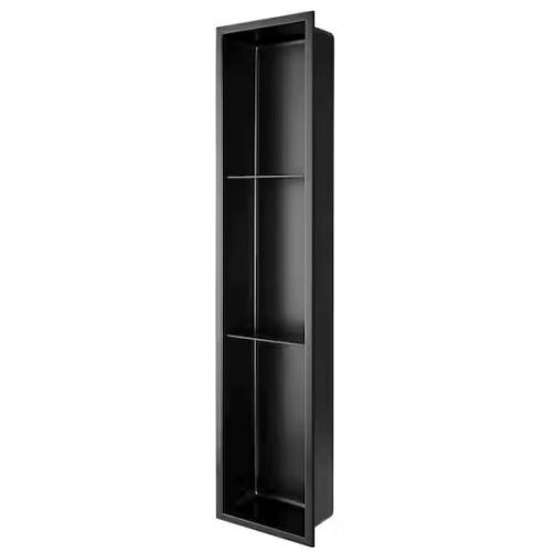 AKDY 8 in. W x 36 in. H x 4 in. D Stainless Steel Triple Shelf Bathroom Shower Wall Niche in Matte Black