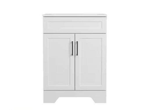 Glacier Bay Southfield 25 in. Single Sink Freestanding Bathroom Vanity in White with Engineered Solid Surface Top