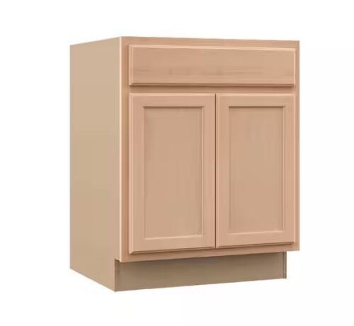Hampton Bay Recessed Panel 27 in. W x 24 in. D x 34.5 in. H Assembled Base Kitchen Cabinet in Unfinished