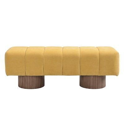 Upholstered Yellow Chenille Bench 49"