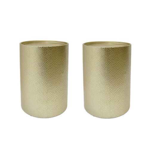 Modern Round Accent Table With Hammered Surface, Set of 2