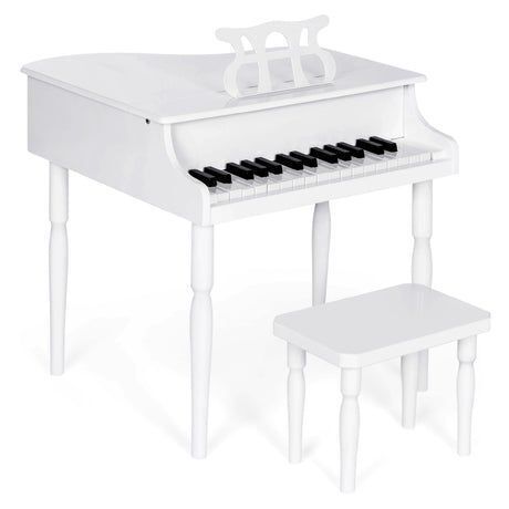Kids Mini Wooden Grand Piano w/ Lid, Bench, Music Rack