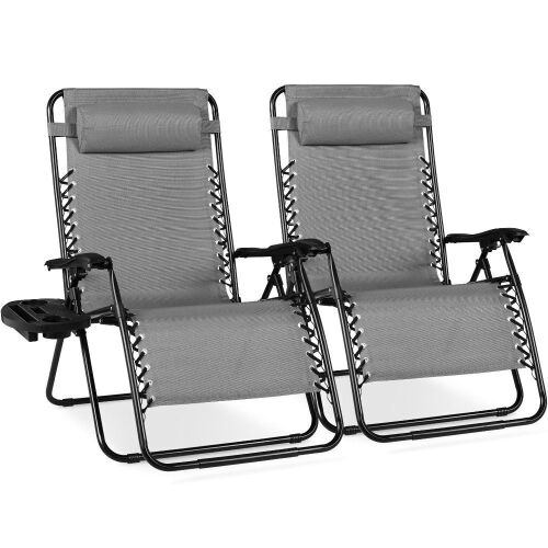 Set of 2 Extra Wide Adjustable Zero Gravity Patio Chair Recliners