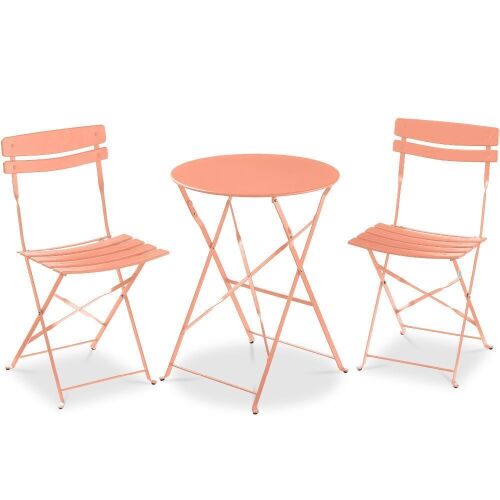 3-Piece Small Folding Patio Bistro Set w/ 2 Chairs