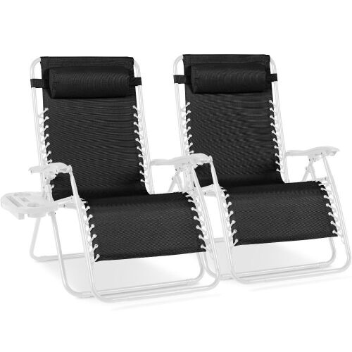 Set of 2 Extra Wide Adjustable Zero Gravity Patio Chair Recliners