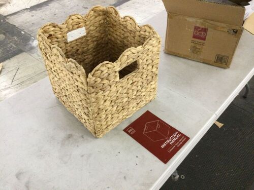 Scalloped 13 x 13in Hyacinth Storage Basket, 2 Pack