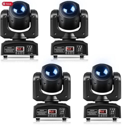 UKing 30W RGBW LED Black Stage Light Gobo Beam Moving Head, 4 Pack