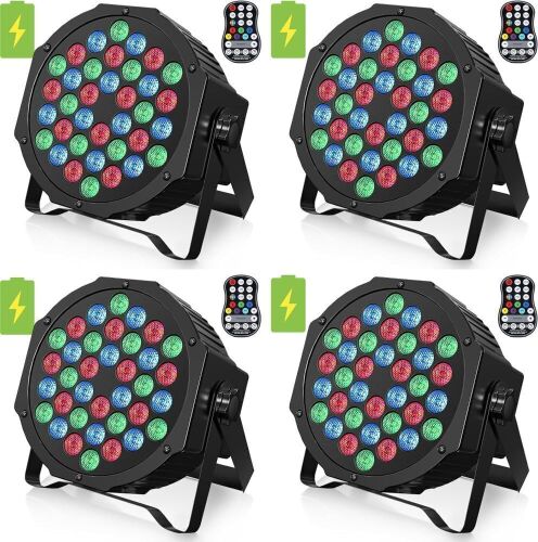 Rechargeable Par Lights 36W RGB Battery Powered, 4 Pack