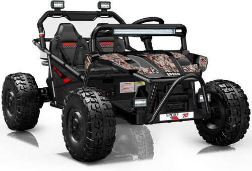 36V Kids Ride On UTV, 2-Seater 400W Electric Car for Kids 6+, 5-8 MPH Speed, 14" EVA Wheels, Metal Frame, Bluetooth Music