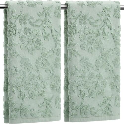 Lot of (4) Sage Green Hand Towels, 13.7" x 29.5", 2 Pack
