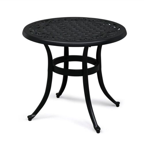 24" Round Cast Aluminum Outdoor Side Table Black