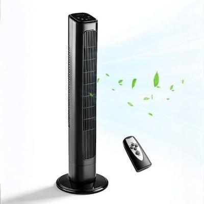 36 inch 3-Speed Portable Tower Fan in Black with Remote Control