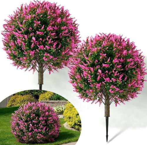 24" Artificial Topiary Ball Plants, 2 Pack