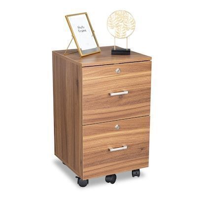 VINGLI 15.7D x 27.2H 2-Drawer Rolling Filing Cabinet with Lock