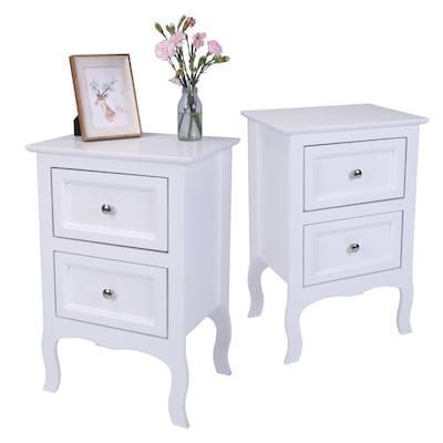 15.75 inch W Country Style Two Drawer Nightstand Set of 2