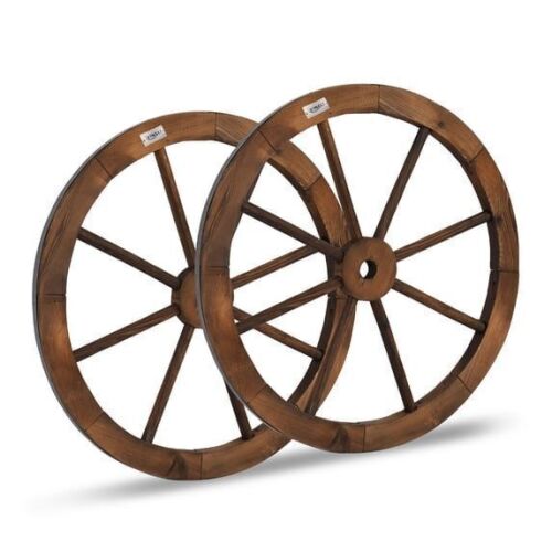 VINGLI 24" Decorative Wooden Wagon Wheel, 2 pc