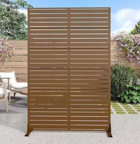 75 in. x 48 in. Brown Patio Privacy Screen with Stand