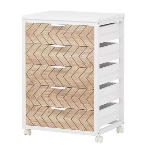 BYBLIGHT Atencio 5-Drawer White Engineered Wood 20 in. W Vertical File Cabinet