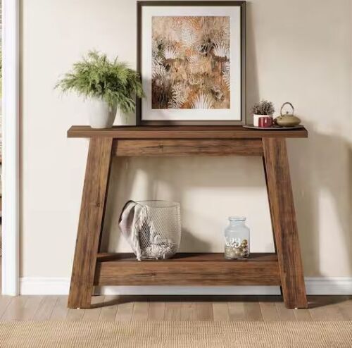 BYBLIGHT Turrella 41.3 in. Brown Rectangle Wood Console Table