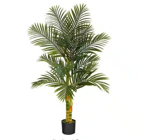 Nearly Natural 5 ft. Artificial Double Stalk Golden Cane Palm Tree