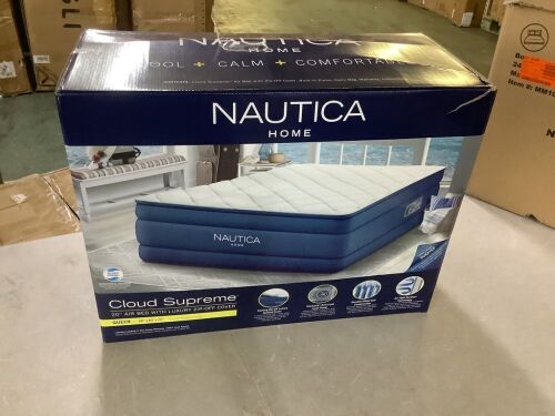 Nautica Cloud Supreme 20 in. Queen Luxury Raised Air Mattress, Zip-Off Quilted Top, Built-In Pump