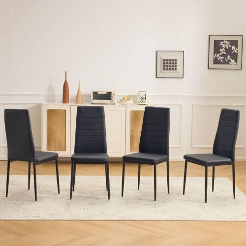 Set of 4 PU Leather Dining Chairs, 300lb Capacity