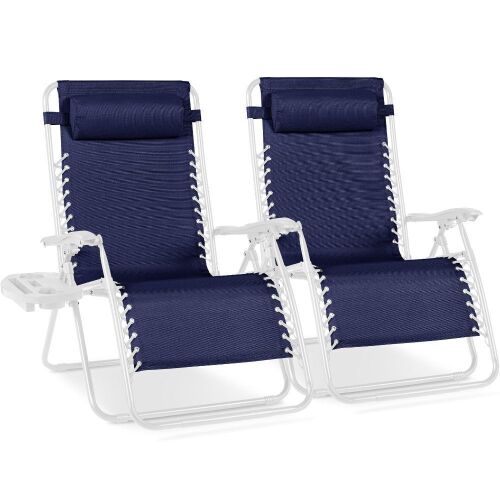 Set of 2 Extra Wide Adjustable Zero Gravity Patio Chair Recliners