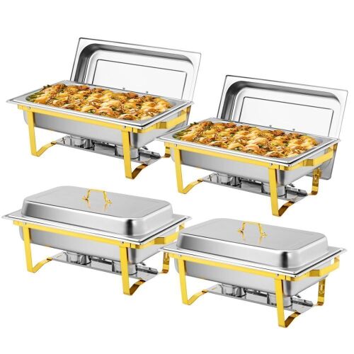ROVSUN 9 QT Rectangular Gold Chafing Dish Buffet Set with Full-Size PansROVSUN 9 QT Rectangular Gold Chafing Dish Buffet Set with Full-Size Pans