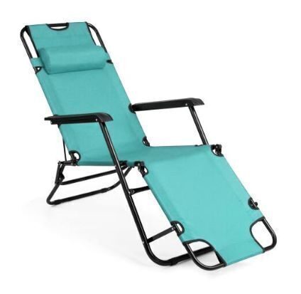 Folding Lounge Camping Reclining Chair with Removable Pillow, Potable Zero Gravity Chair for Outdoor Indoor Balconies