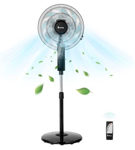 16-Inch 120° Oscillating Pedestal Fan–3-Speeds High-Velocity, Adjustable Height & Tilt Floor Standing Cooling Fan Remote