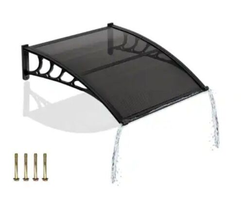 Winado - 39.4*39.4 Inch Window Awning Canopy, Polycarbonate Front Door Patio Cover for UV, Rain,Snow,Sunlight with Drainage