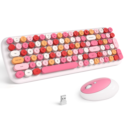 MOFii White Colorfull Wireless Keyboard and Mouse Combo