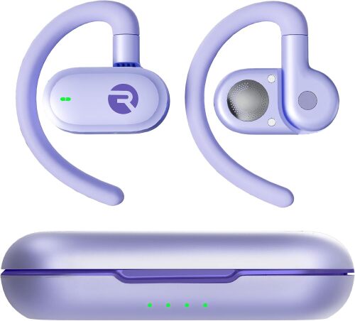 Raycon Fitness Open Ear Earbuds – Open Ear Headphones, Earbuds Wireless Bluetooth, Running Headphones, Sweat & Water-Resistant Earphones, 40 Hours Battery Life (Purple)