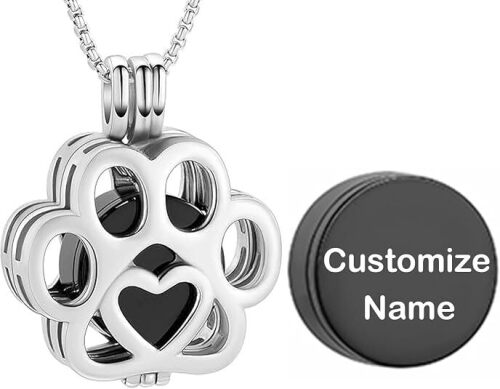 Oinsi Pet Cremation Jewelry For Ashes For Dog/Cat Paw Stainless Steel Memorial Locket Urn Necklace Inside Mini Case Keepsake Cremation Jewelry Women Men