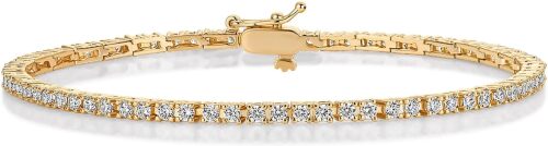 PAVOI Tennis Bracelet for Women, 14K Gold Plated 2mm Cubic Zirconia | Gold Bracelets for Women, Classic Tennis Bracelet, Cubic Zirconia Bracelet