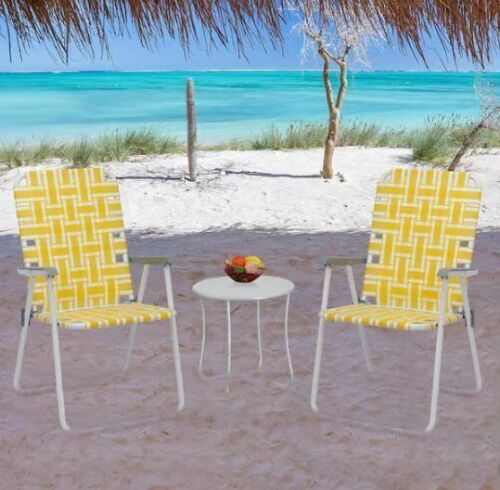 Metal Frame Yellow Beach Chair (2-Pack)