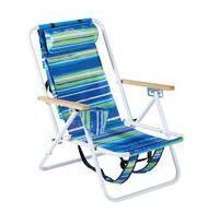 1PC Portable Folding Beach Chairs with Headrest Adjustable 4-Position Backpack Foldable, Pillow for Outdoor Beach
