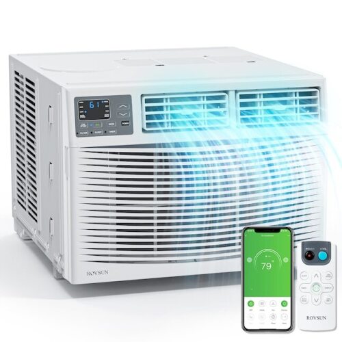 ROVSUN Window Air Conditioner with 12000 Cooling BTU for Rooms up to 550 Sq Ft 115V White/ Wall AC Unit with WiFi Remote and App Control Timer Function Easy Install Kit