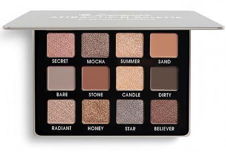 Lamora Attraction Eyeshadow Palette - Soft Warm Brown Shimmer Matte Shades | Everyday Multi-Use Eye Makeup Palette, 12 Natural Neutral Metallic Shadows, Ultra-Blendable Long Lasting, Travel Size, Mirror