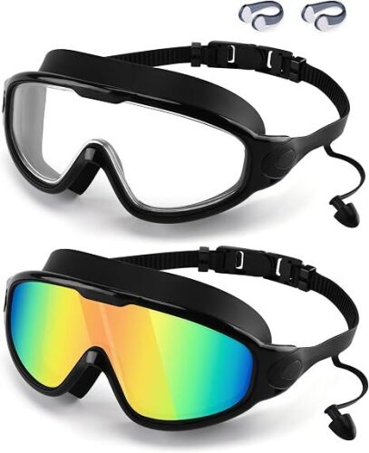 WIN.MAX Swimming Goggles 2 Pack Anti Fog Anti UV Clear View for Men Women Boys Girls,Swim Goggles for Adults Youth Kids 4-14