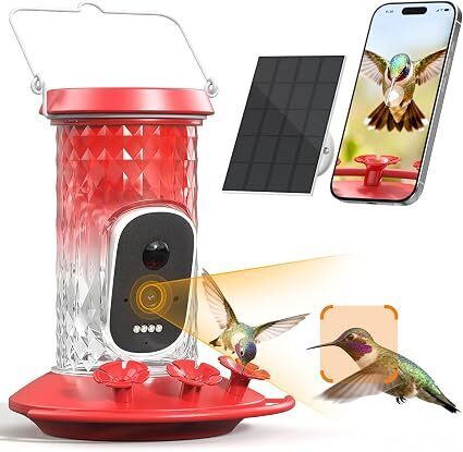 Smart Hummingbird Feeder Camera | AI Identification, 2.5K UHD, Night Vision, Attract Hummingbirds