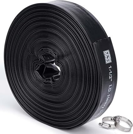 Discharge hose with 2pcs sus 304 clamps for pool,backwash,draining, removing water, lay flat