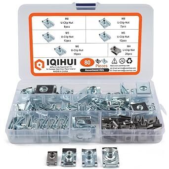 80PCS Auto Car U-Clip Kit, U-Shaped Nut Set M4-M8, for Dash, Door, Interior, Automobile, Motorcycle