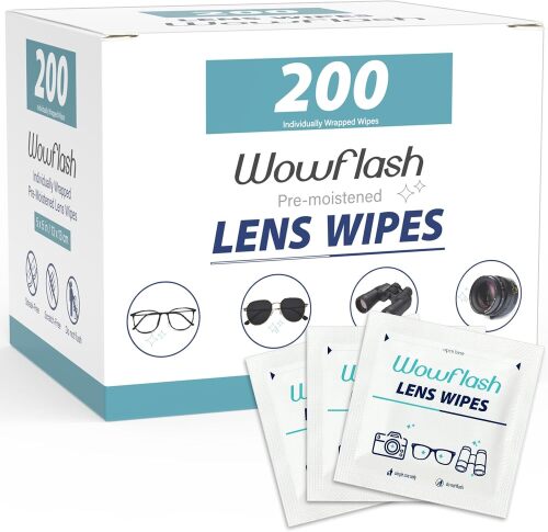 200 Count Pre-Moistened Lens Wipes for Eyeglasses | Individually Wrapped Sracth-Free Streak-Free Eyeglass Lens Cleaning Wipes, Cleaner Wipes for Sunglass, Camera Lens, Goggles