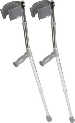 Medline Aluminum Forearm Crutches, Adult, Cuff Size 4", Pack of 2