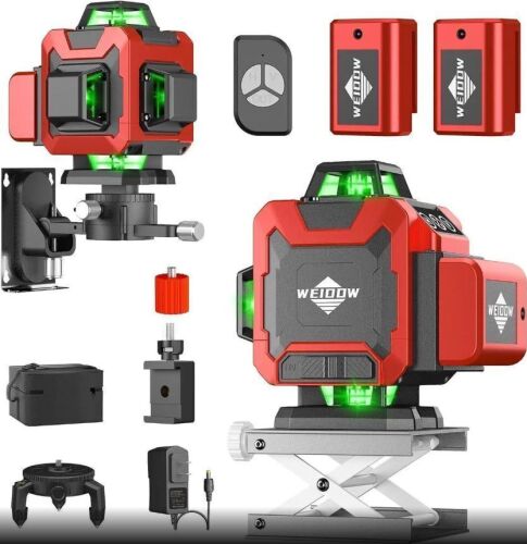 WEIDDW Laser Level, 4D 16 Lines Laser Level 4x360 Self Leveling Tool for Construction and Picture Handing Green Cross Line Vertical and Horizontal Line leveler Tool