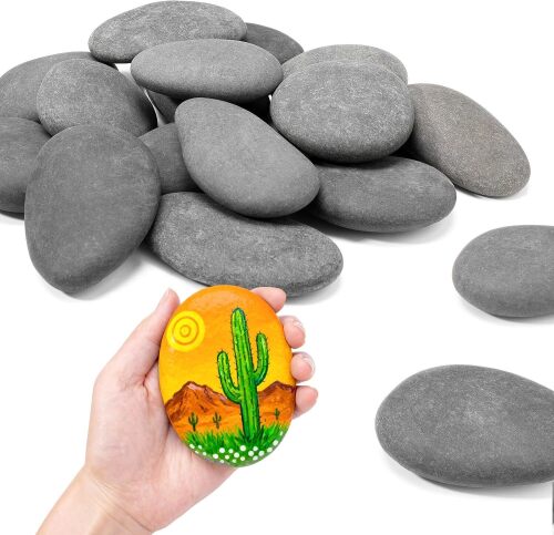 3-4inch Natural River Stones for | DIY, Art & Crafts, Smooth Flat Rock Bulk for Adults, Children, Kindness Rocks Garden Decoration